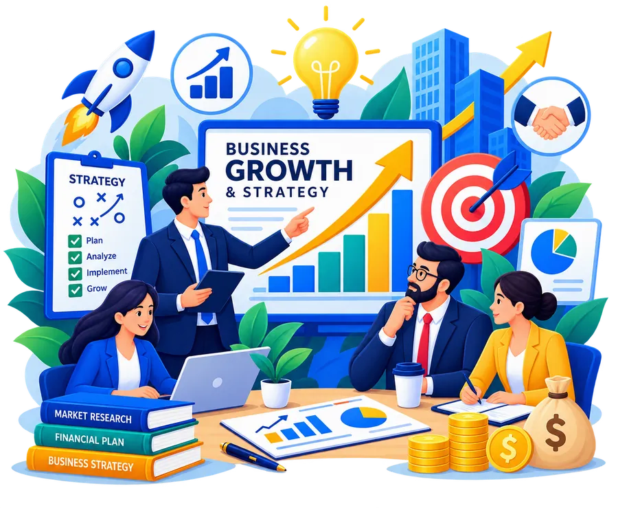 Business growth and strategy illustration